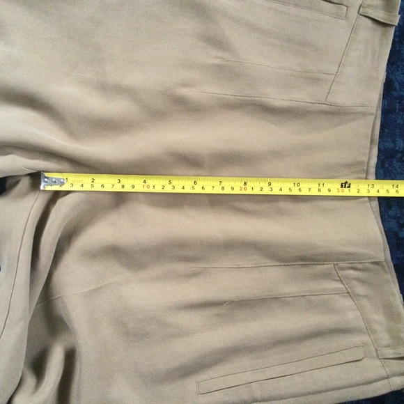 Promod UK Dress Pants Trousers Beige Linen Blend Camel Flowy Ankle 32 Waist - Picture 12 of 14